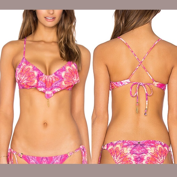 NWT ale BY ALESSANDRA‎ Island Fire Underwire Top [SZ Small ] Pink Purple - Picture 1 of 8